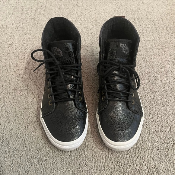 🩷 Vans SK8-Hi 46 MTE Pebble Leather Black Weatherized 7.5 Gently Used Hightops - Picture 4 of 6